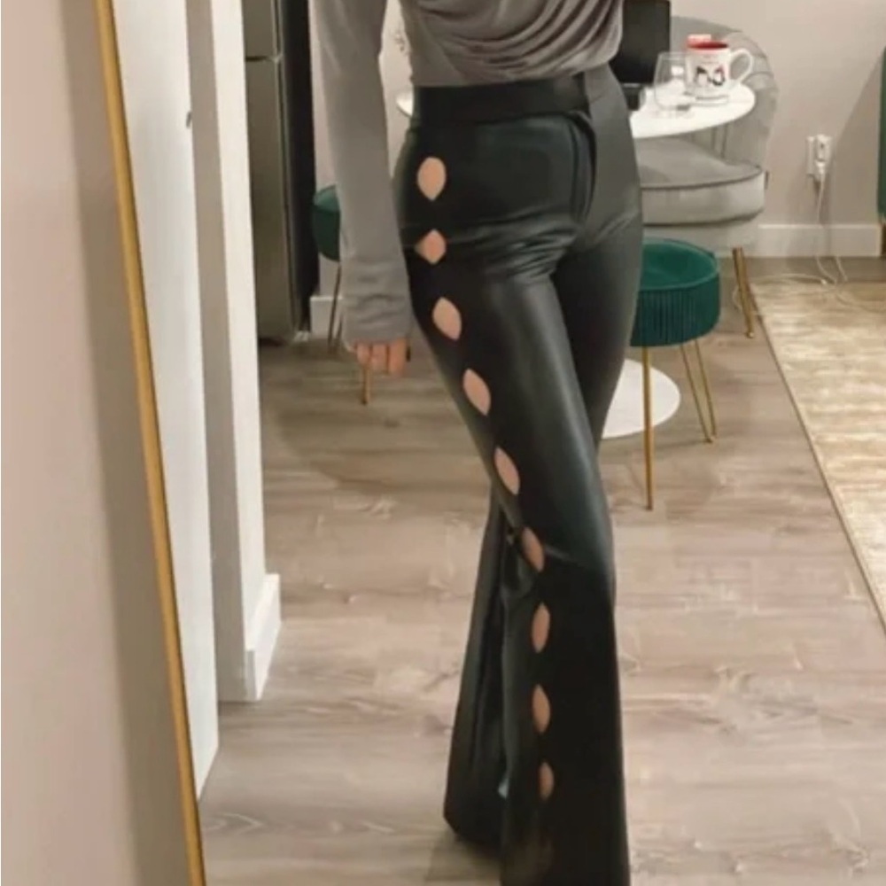 Zara Black Flare Pants with Side Cut-Outs